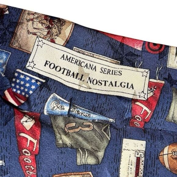 Dillards Americana Men's Blue Silk Football Nostalgia Tie Vintage - Picture 4 of 4